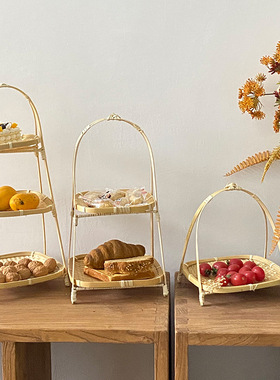 中式手工竹编小提篮面包水果提篮