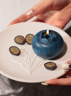蓝莓香薰蜡烛下午茶出片装饰摆件