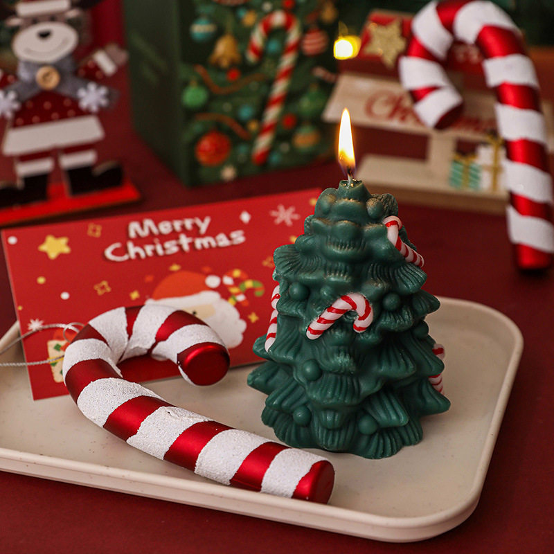 圣诞节拐杖糖圣诞树造型香薰蜡烛礼盒节日小礼物活动伴手礼送朋友