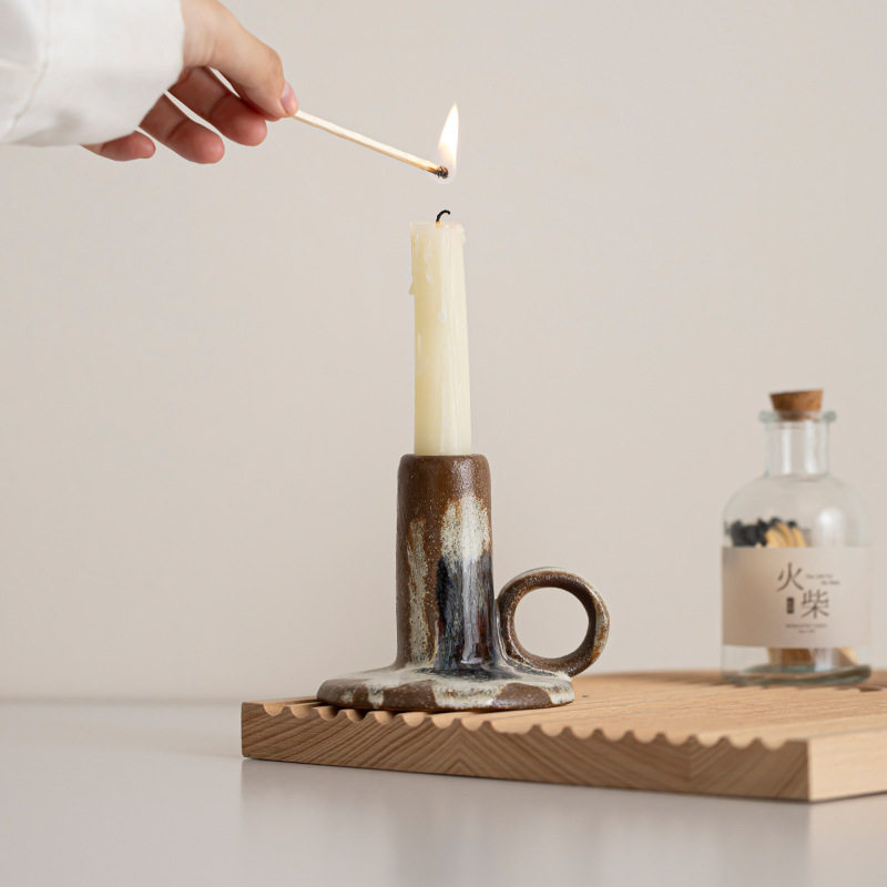 复古简约陶瓷烛台装饰摆件居家咖啡厅诧寂风现代创意长杆蜡烛烛台,家居饰品,装饰摆件,淘宝优惠券,粉丝福利购,淘宝优惠卷