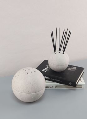 侘寂风天然洞石香薰炉装饰品摆件