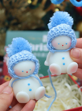 超可爱毛线帽子雪人香薰蜡烛礼品