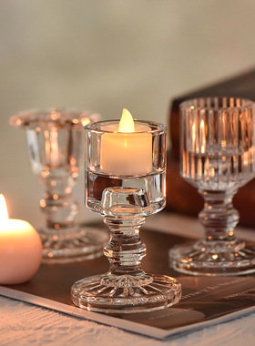 欧式复古玻璃杆状蜡烛烛台婚礼