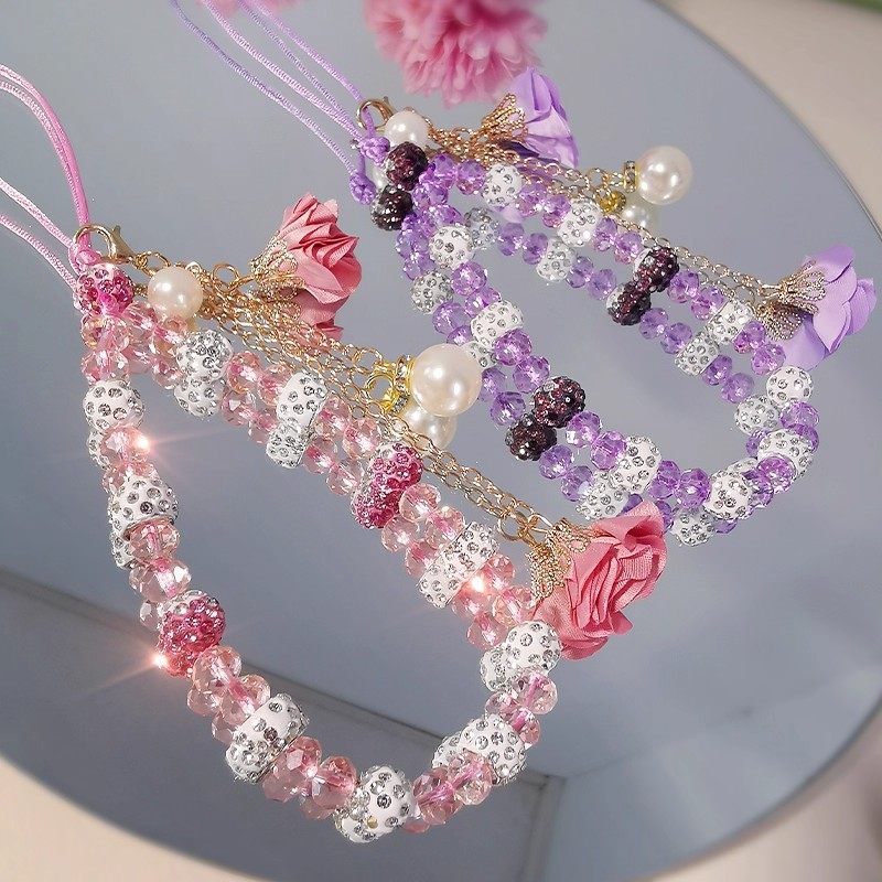 手机挂绳短款时尚高端水晶宝石手腕挂链水钻挂件吊坠女壳结实防丢