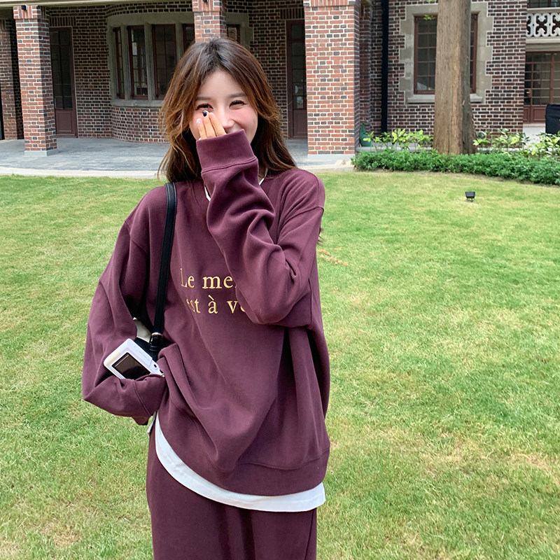 盐甜系穿搭卫衣套装长裙女秋季2025新款款学院风休闲一整套连衣裙图片