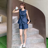 高级炸街减龄套装夏2025新款显瘦洋气时尚休闲无袖马甲短裤两件套，女装套装/套裙，2C007