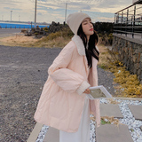 现货粉色羊羔毛拼接羽绒服2387-短P225-K328，女装羽绒服，2C007