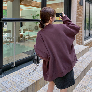 韩版宽松棒球服外套女2025春秋新款复古慵懒风小个子红色开衫上衣图片