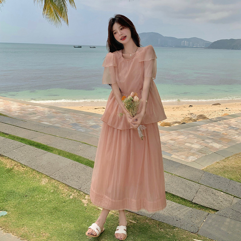 时尚气质甜美宽松蛋糕裙女夏季2025新款高级感时尚百搭流行连衣裙,女装连衣裙,2C007
