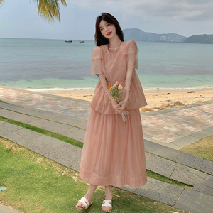 时尚气质甜美宽松蛋糕裙女夏季2025新款高级感时尚百搭流行连衣裙图片