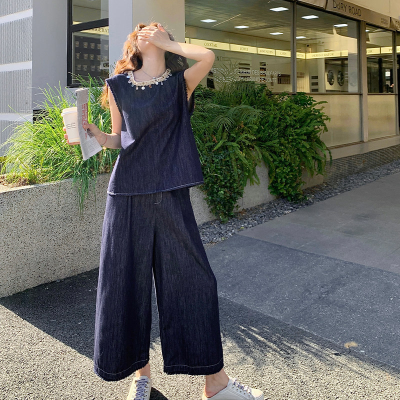 现货2025夏季新款牛仔两件套935-P155-K228,女装套装/套裙,2C007