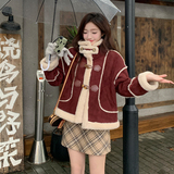 现货2025冬季新款麂皮绒皮毛一体821-P185-K278，女装棉衣/棉服，2C007