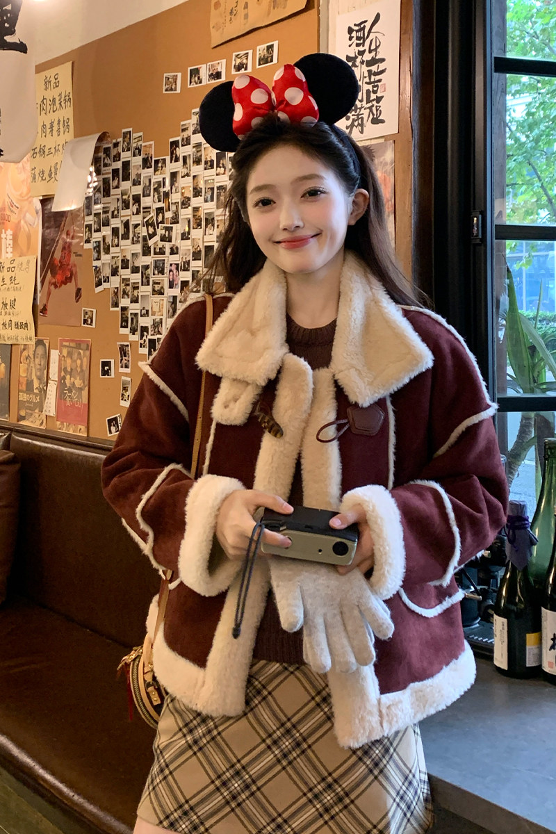 现货2025冬季新款麂皮绒皮毛一体821-P185-K278,女装棉衣/棉服,2C007