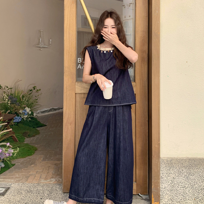 现货2025夏季新款牛仔两件套935-P155-K228,女装套装/套裙,2C007