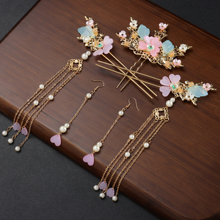 汉服头饰超仙少女流苏发簪全套古风饰品步摇簪子插梳古装发饰套装