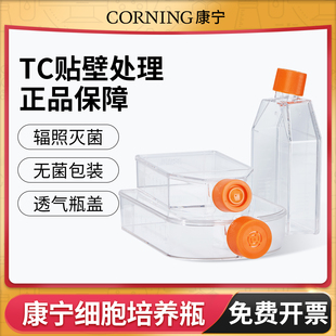 康宁细胞培养瓶T25T75密闭透气密封盖正方矩形直角斜颈塑料摇菌瓶