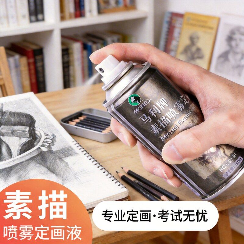 马利素描喷雾定画液 通用180ml色粉画素描写生固定液素描考试专用