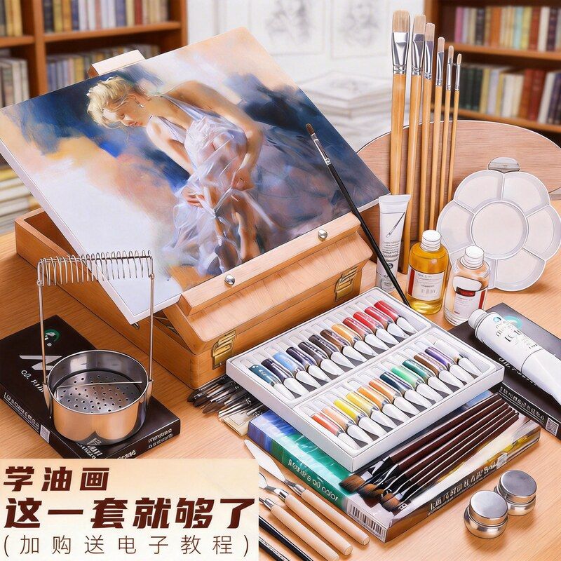马利牌24色油画颜料一整套入门12ml儿童专用手提画箱绘画顏料批发