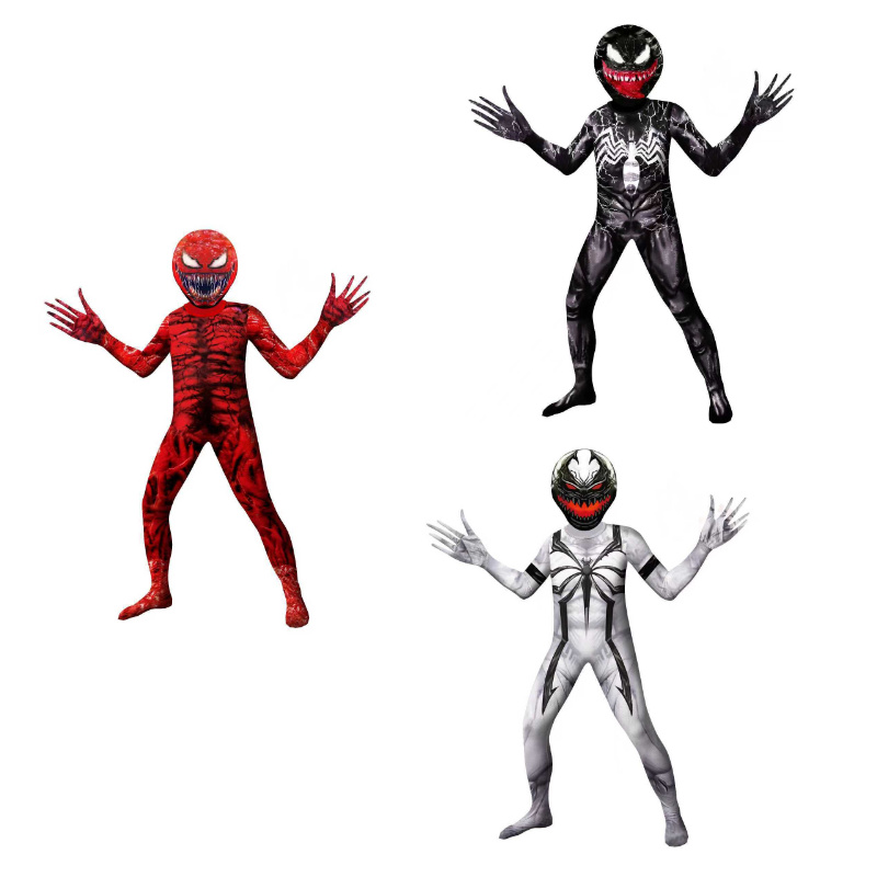 超级英雄黑蜘蛛侠紧身衣COS服毒液Kids儿童万圣节漫展连体演出服