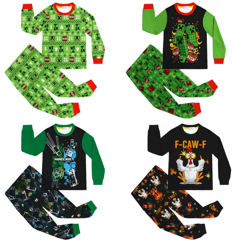 新款儿童长袖套装我的世界Minecraft男童女童家居服 长袖裤子套装