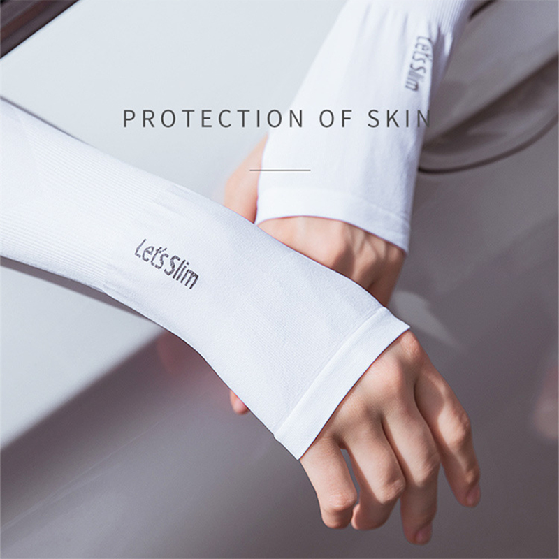 letsslim白色冰丝袖套男女夏季
