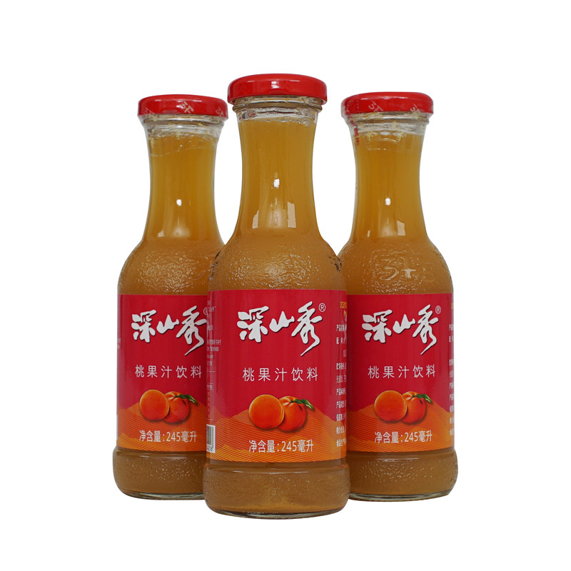 水果饮料 深山秀桃汁鞍山特产 桃汁饮料玻璃瓶果汁无添加饮料整箱