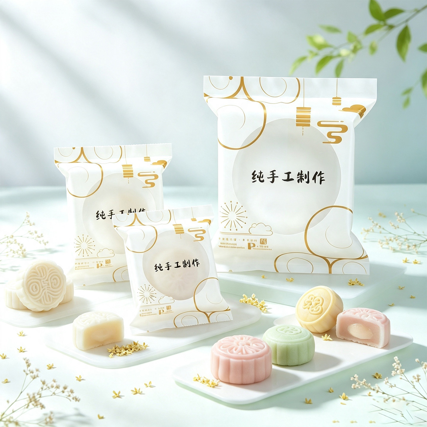 纯手工磨砂月饼包装袋透明袋蛋黄酥沙琪玛点心食品塑料通用袋子