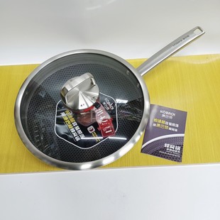 康巴赫第六代不粘锅控温双蜂窝红点感温不锈钢炒锅家用炒菜锅32cm