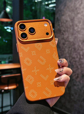 鎏金字母BXU适用苹果17Air手机壳iPhone16/15ProMax夜光磁吸保护壳新款凯夫拉纹港风金属镜框超薄轻奢