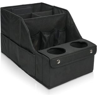 汽车后备箱带把手后坐收纳箱带多个隔间可折叠大容量储物箱置物箱