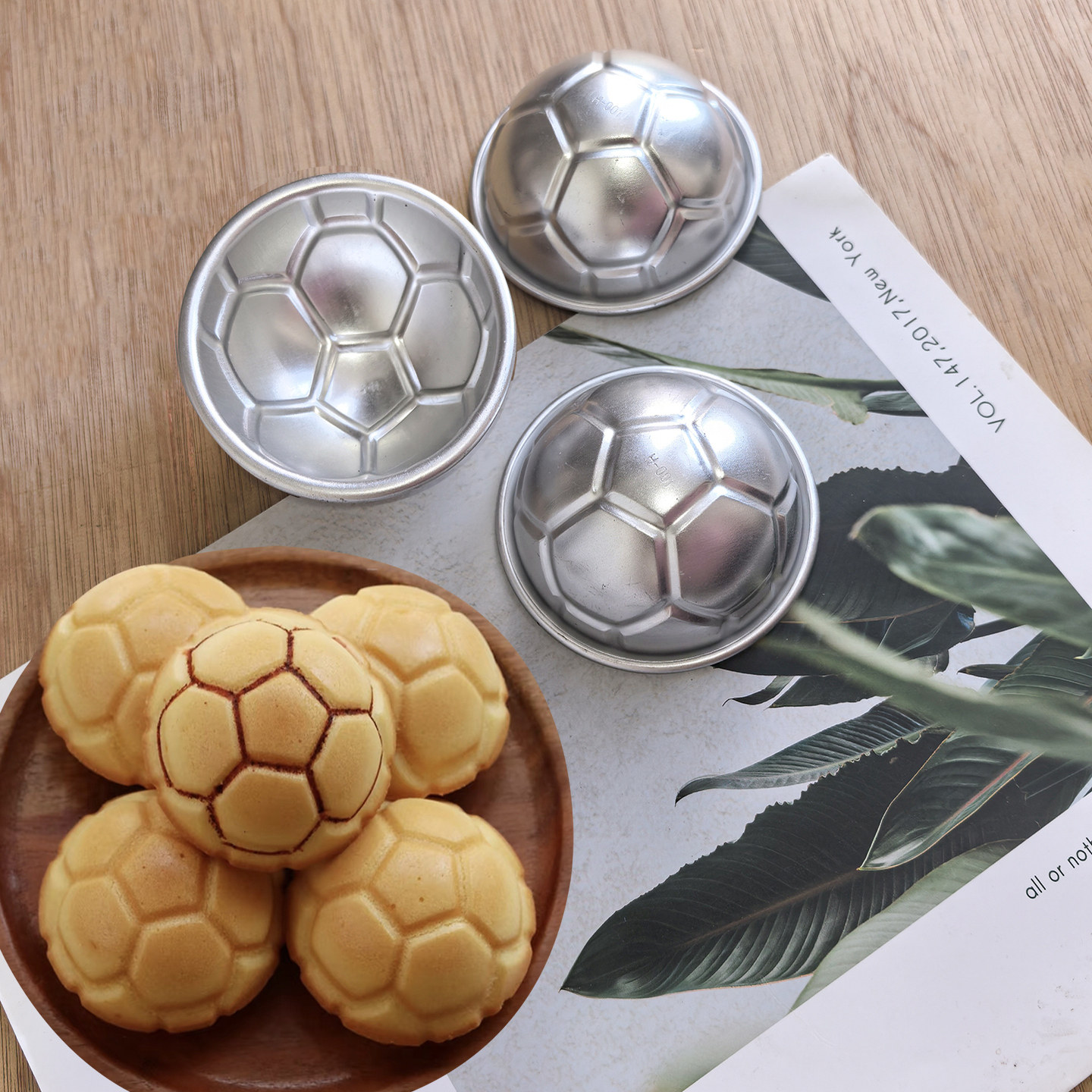 足球蛋糕模半圆布丁果冻模具家用diy小足球铝合金模蛋糕烘焙模具