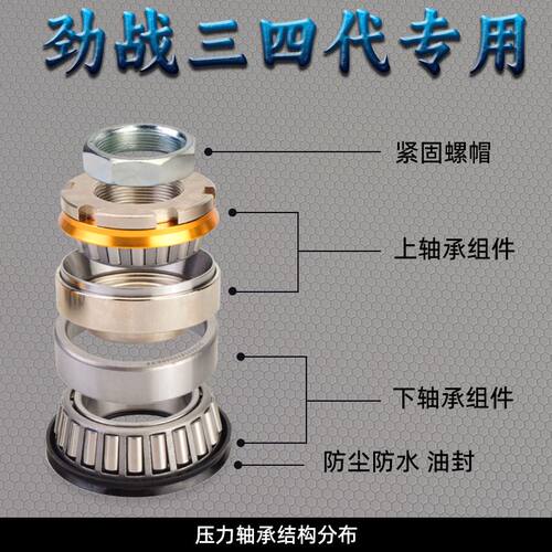 劲战三/四代目压力轴承三星柱方向柱车把防抖上下电动车轴承
