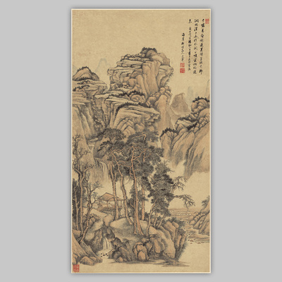 王翚水阁幽山图装饰画