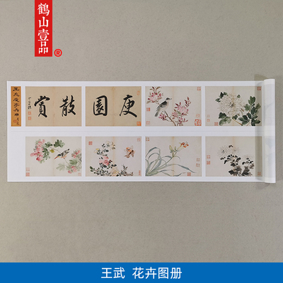 名画复制清代王武花卉图册国画兼工带写花鸟微喷教学临摹装饰画