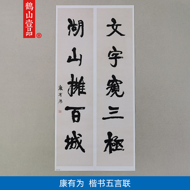 古代名家书法复制康有为楷书五言联二条屏对联微喷临摹范本装饰画