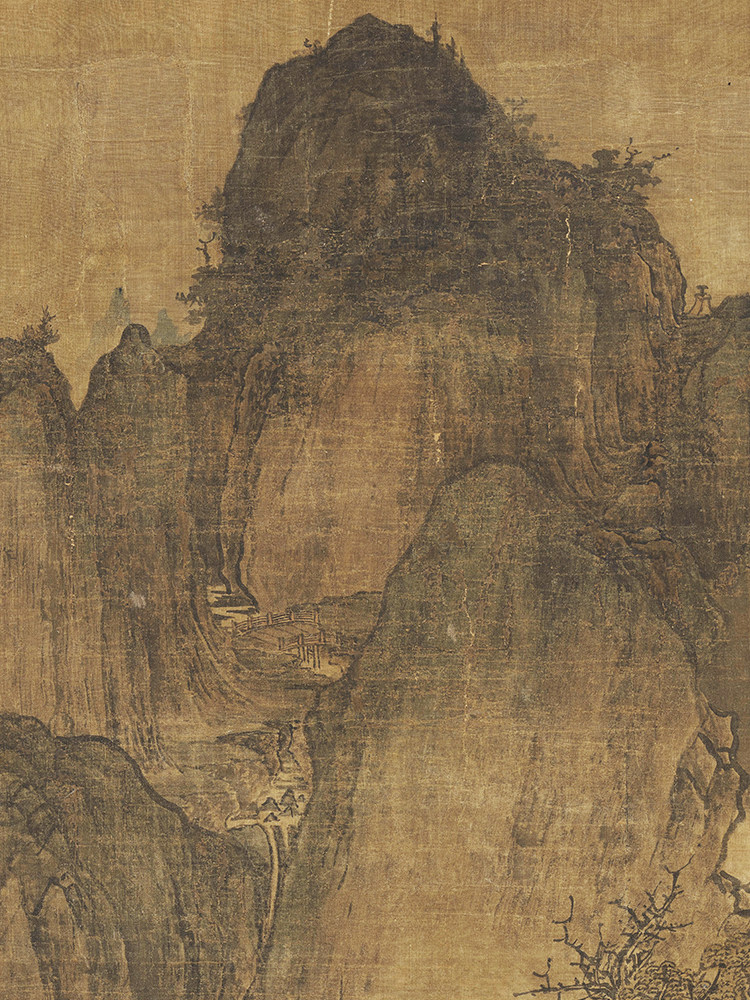 传世名画高清复制五代关仝秋山晚翠图国画山水画微喷字画装饰画