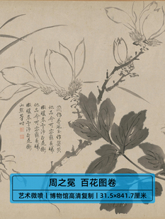 古代名画真迹复制周之冕百花图卷国画花鸟画长卷艺术微喷装饰画
