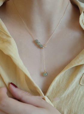 和田玉锁骨链女百搭复古项链轻奢小众设计感新款简约气质高级礼物