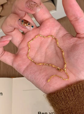 新中式黄金色节节高升竹节手链新款女精致轻奢高级感叠戴百搭手饰