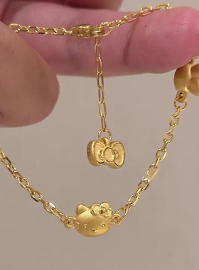 KT猫蝴蝶结手链简约百搭气质少女甜美小众卡通可爱手饰送闺蜜礼物