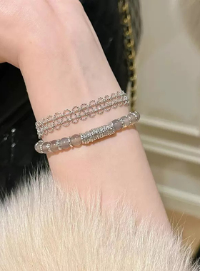 清冷感冰透串珠手串女款2025年新款中式锤纹盘缠手链轻奢小众精致