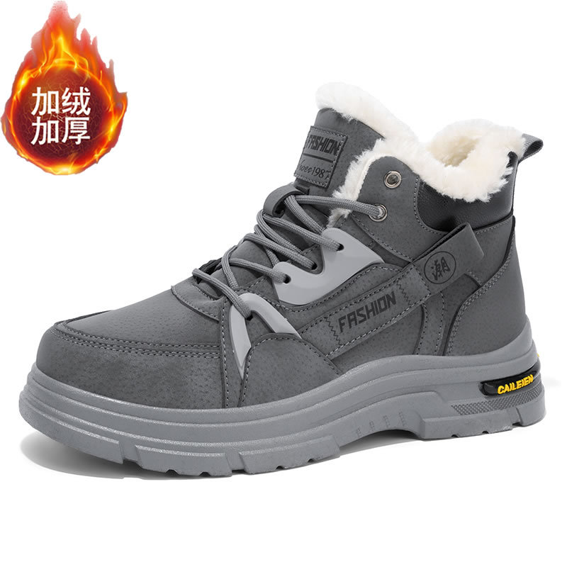 高帮棉鞋加绒加厚棉厚绒休闲百搭保暖鞋机车鞋冬季磨砂皮跨境男鞋