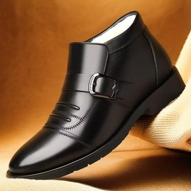 保暖加厚加绒棉鞋正装男士男棉靴中老年百搭上班工作爸爸鞋子