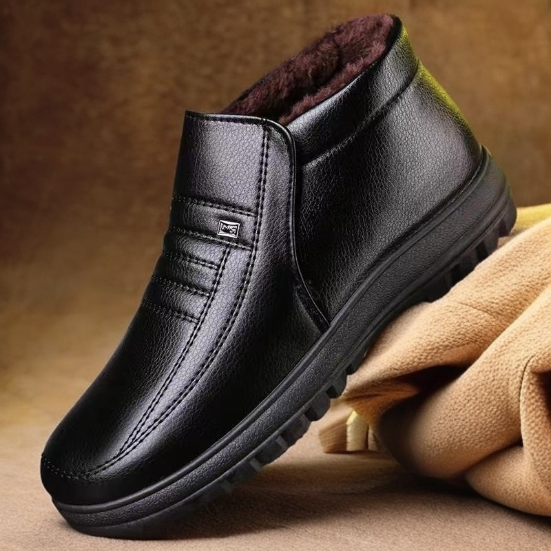 加绒加厚棉鞋冬季男鞋男士靴子经典款高帮百搭中老年爸爸鞋保暖