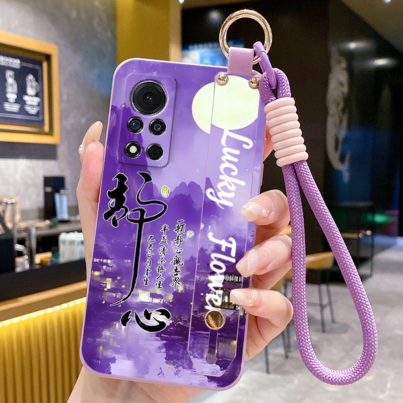 适用于荣耀V40手机壳腕带支架V40轻奢版手绳V30防摔V20女Play9t可爱Play6t保护套Play5软硅胶Play4简约Play3