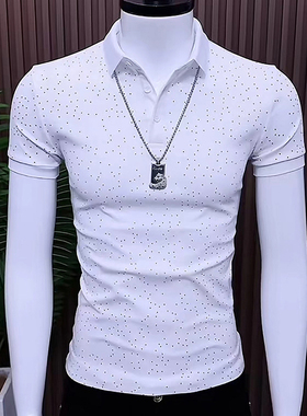 夏季男士Polo衫短袖T恤韩版修身时尚高端百搭弹力纯棉半袖体恤潮
