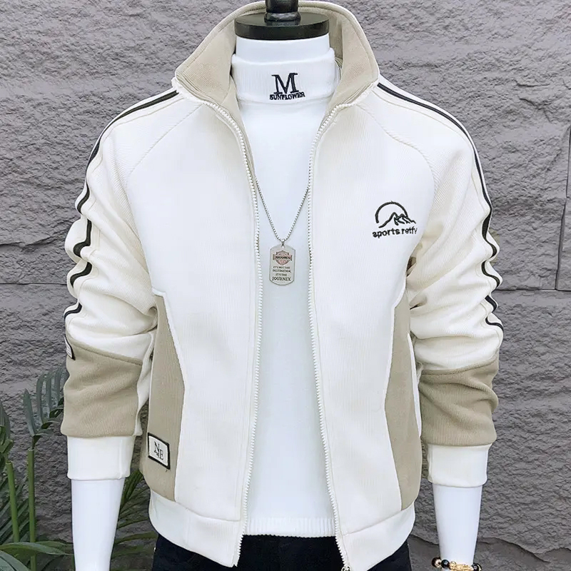 时尚新款男士夹克加绒加厚保暖秋冬韩版修身百搭休闲帅气潮牌外套