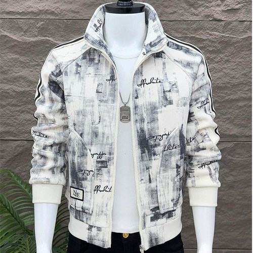 立领秋冬修身渐变男士夹克保暖