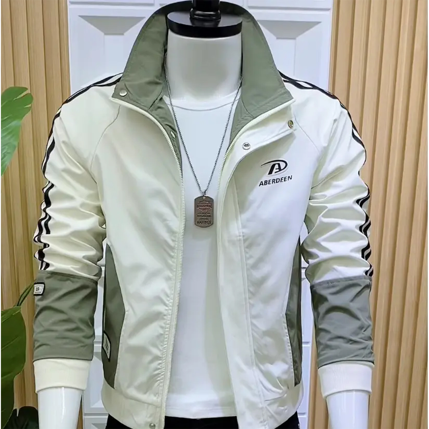 秋季新款男士夹克外套时尚高级感拼色韩版修身简约休闲立领百搭潮