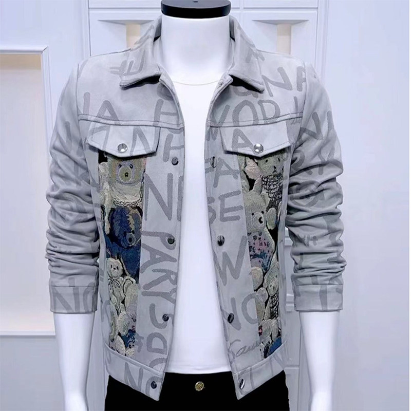 2026春季新款男士夹克外套韩版修身短款鹿皮绒时尚个性潮百搭上衣